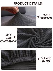 1pc Solid Color High Elasticity Removable Machine Washable Anti-Spill Sofa Cushion Cover Suitable For Living Room Polyester Sofa Cushion Cover Backrest Cover