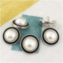 Fashion Pearl Buttons 10PCS - 20mm Sparkling Bling Buttons For Blazers, Dresses, DIY Jacket & Shirt Collar/Cuff (Party Wear Sewing Accessories) ﻿