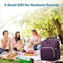 Mochila multifuncional de gran capacidad para maternidad y bebé,navidad - Morado - Ver 6