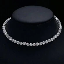 1pc Single Row Rhinestone Women Necklace - Single Row Full Diamond Collar - View 1