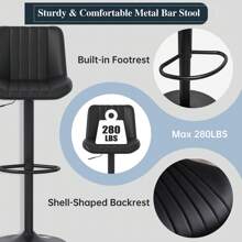 JAMFLY JAMFLY Swivel Swivel Bar Stools Set, Barstools Counter Height With Shell Shaped Backrest, Adjustable Moder Stools Pu Leather Bar Stools For Kitchen Counter, Island, Bar, Dining Room(Set Of 2)