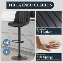 JAMFLY JAMFLY Swivel Swivel Bar Stools Set, Barstools Counter Height With Shell Shaped Backrest, Adjustable Moder Stools Pu Leather Bar Stools For Kitchen Counter, Island, Bar, Dining Room(Set Of 2)