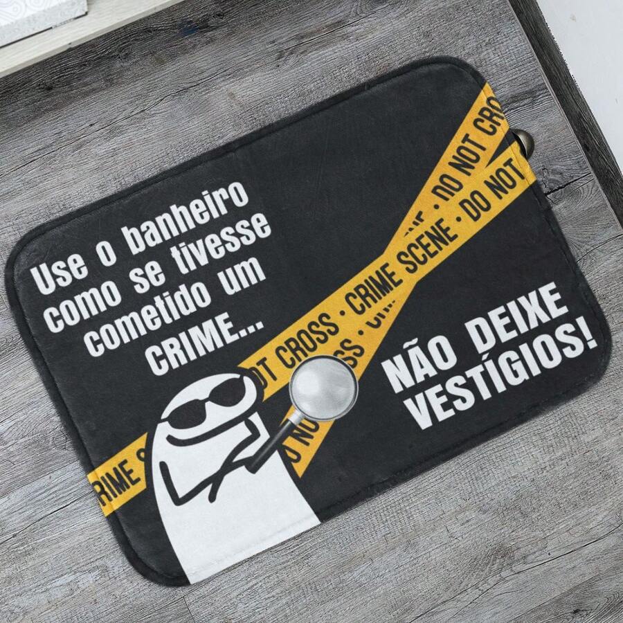 Tapete Porta de Entrada Decorativo Antiderrapante 55x35 Não Deixe Vestígios - Preto - Visão 1
