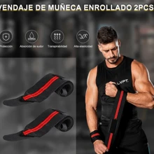 Muñequera Deportiva Para Muñeca Para Levantamiento De Pesas Gimnasio - Rojo - Ver 2