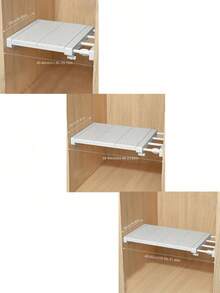 1pc Adjustable Wall Mounted Storage Rack, Retractable Shelf For Closets And Wardrobes, Aesthetic Room Decor, Home Decor, Bedroom Decor,  Expandable Closet Shelf Space Saving, Closet Tension Shelf Adjustable Closet Rod Punch Free Cabinet Organizer Divider Separator For Cabinet Wardrobe Cupboard Kitchen Bathroom - White - View 10