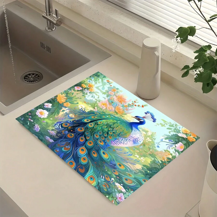 Kitchen Drainage Mat Dishwashing Sink Basin Edge Tableware Absorbent Pad Anti-Slip Coaster Hot Insulation Mat - Multicolor - View 1