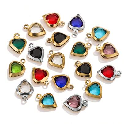 20入組不鏽鋼心形單孔吊墜，DIY項鍊、耳環飾品配件，禮品