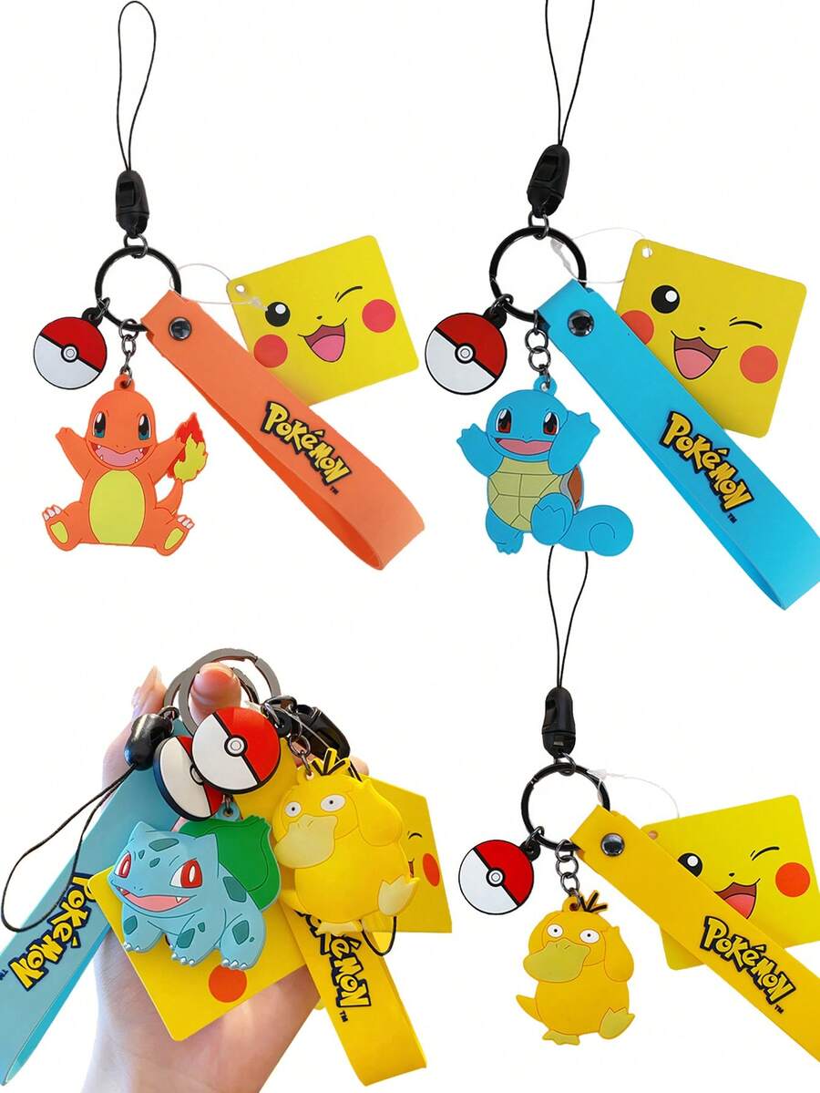 1入Pc真品Pokemones模型鑰匙扣動漫卡哇伊卡通角色手辦模型造型玩具Pikachues，Jenny Turtle Pocket Monsters寵物PVC鑰匙扣包電話掛件玩具禮品裝飾收藏配件（部分零件可能隨機） - 彩色 - 查看 1