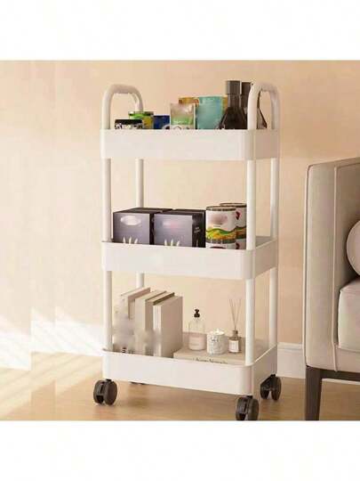 YUQING.FC. 1 Pieza, Carro De Almacenamiento De Plástico De 3 Niveles, Carrito Con Ruedas, Estanterías De Almacenamiento Multifuncionales Para Cocina, Sala De Estar, Oficina, Organización Y Almacenamiento De Cocina Y Baño