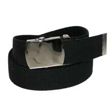 CTM Cotton Adjustable Belt With Nickel Buckle, Available In Black, Brown, Grey, Red, White,  One Size Cotton Removable Buckle Belts - 黑色 - 查看 1