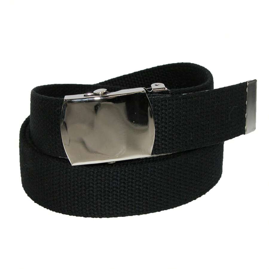 CTM Cotton Adjustable Belt With Nickel Buckle, Available In Black, Brown, Grey, Red, White, One Size Cotton Removable Buckle Belts - 黑色 - 查看 1