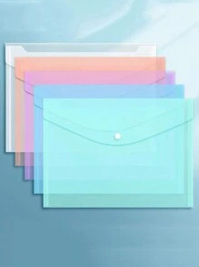 10pcs/Pack Creative A4 Transparent Document Bag With Multiple Styles Options, Suitable For School And Office Supplies Organization. Classified Buckle Folder, Multipurpose Thickened Waterproof File Bag For Home Office Organization. Ideal For Student's Organization And Storage Of Coursework, Test Papers, Etc. - Multicolor - View 13