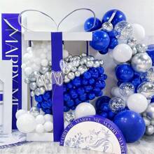 127pcs Royal Blue Silver White Balloons Garland Arch Kit,18 10 5 Inch Different Sizes Pack Party Latex Balloons For Valentine's Day Birthday Holiday Party Decorations,Christmas