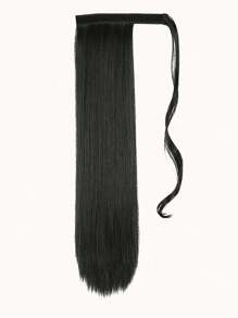 長直發假髮片馬尾辮合成女馬尾接發 - 黑色 - 查看 8