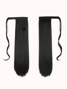長直發假髮片馬尾辮合成女馬尾接發 - 黑色 - 查看 5