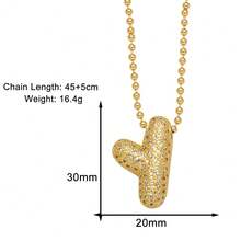 Dây chuyền hình chữ cái bong bóng Cubic Zirconia dành cho nữ Trang sức ban đầu - Vàng - Xem 17