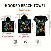 Khăn tắm trùm đầu sợi siêu mịn 250GSM dành cho phụ huynh, Dòng sản phẩm in hình tay cầm chơi game sáng tạo, Áo choàng tắm trùm đầu, Thấm hút, Khô nhanh, Khăn tắm mặc trong nhà và ngoài trời, Có thể làm quà tặng, 1 chiếc Trang trí phòng tắm gia đình mùa hè cho đám cưới, trang phục đi biển khi trở lại trường - Nhiều màu - Xem 2