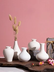 1pc Minimalist Ceramic Vase - Nordic Style Pure White Flower Vase, Aromatherapy Bottle,For Home Decoration And Dining Table Stand - Perfect For Fireplace, Gardening, Bedroom, And Kitchen - No Plants