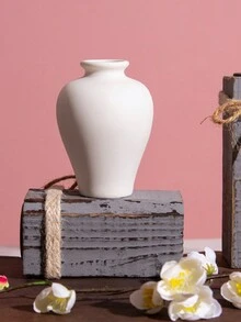 1pc Minimalist Ceramic Vase - Nordic Style Pure White Flower Vase, Aromatherapy Bottle,For Home Decoration And Dining Table Stand - Perfect For Fireplace, Gardening, Bedroom, And Kitchen - No Plants