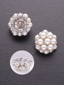 4pcs / Conjunto de 3D pérola floral em metal com botão de design de forma de meia bola, acessório versátil para casacos, cardigans, jaquetas, costura, embrulho de presentes, artesanato, arranjos florais, sapatos, chapéus DIY femininos.