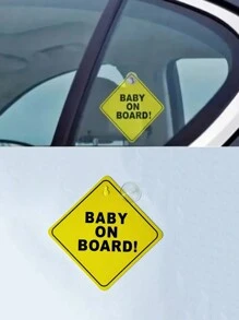 1入組“有嬰兒乘坐”吸盤汽車標誌，嬰兒推車警告標誌，汽車玻璃後窗貼紙 - 彩色 - 查看 2