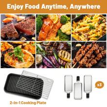 SUSTEAS Indoor Grill Electric Smokeless, Indoor Grills For Kitchen With Non-Stick Cooking Removable Plate, Portable Korean BBQ Grill With Removable Temperature Control, Dishwasher Safe, 1500W