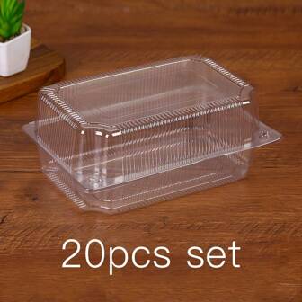 20 piezas de bandejas transparentes con bisagra de plástico de 9.1 X 6.3 pulgadas (aproximadamente 23 X 16 cm) para llevar con tapas y 9 X 8.6 pulgadas (aproximadamente 23 X 22 cm) de envases de alimentos reutilizables con tapas para postres, pasteles, galletas, ensaladas, pasta, sándwiches, frutas y verduras envasado