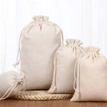 1 pieza Bolsa de lino gris con puntada de cierre y cordón, bolsa de joyería blanca para almacenar artículos pequeños, conveniente para bodas, viajes, regalos y organización de la vida diaria, útiles escolares, accesorios escolares, de vuelta a la escuela, estudiantes universitarios
