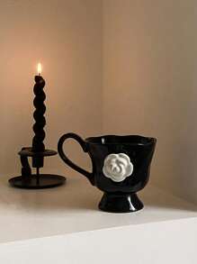 1pc 350ml High-End Camellia Ceramic Mug, Exquisite Design Tea Cup For Afternoon Tea Or Coffee, Gift Or Souvenir Back To School