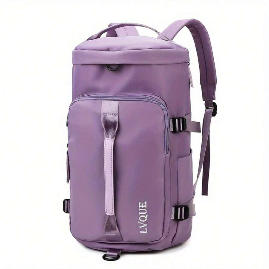 Solid Color Large Capacity Sports Bag, All-Mach Travel Storage Backpack, Portable Versatile Gym Bag - Purple - View 1