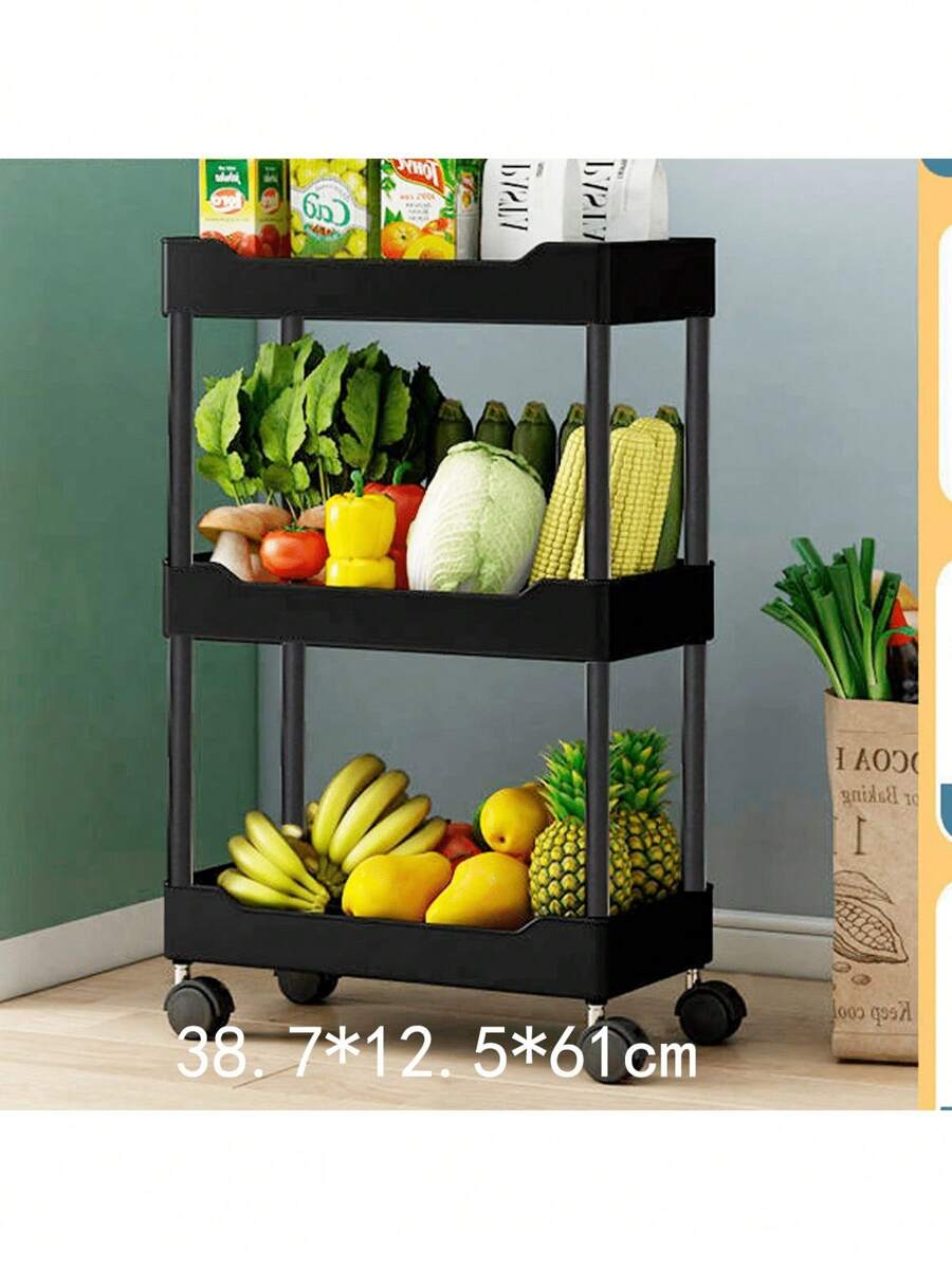 VASAGLE Carro De 4 Niveles, Carro Estrecho De Cocina Con Ruedas, 13 X