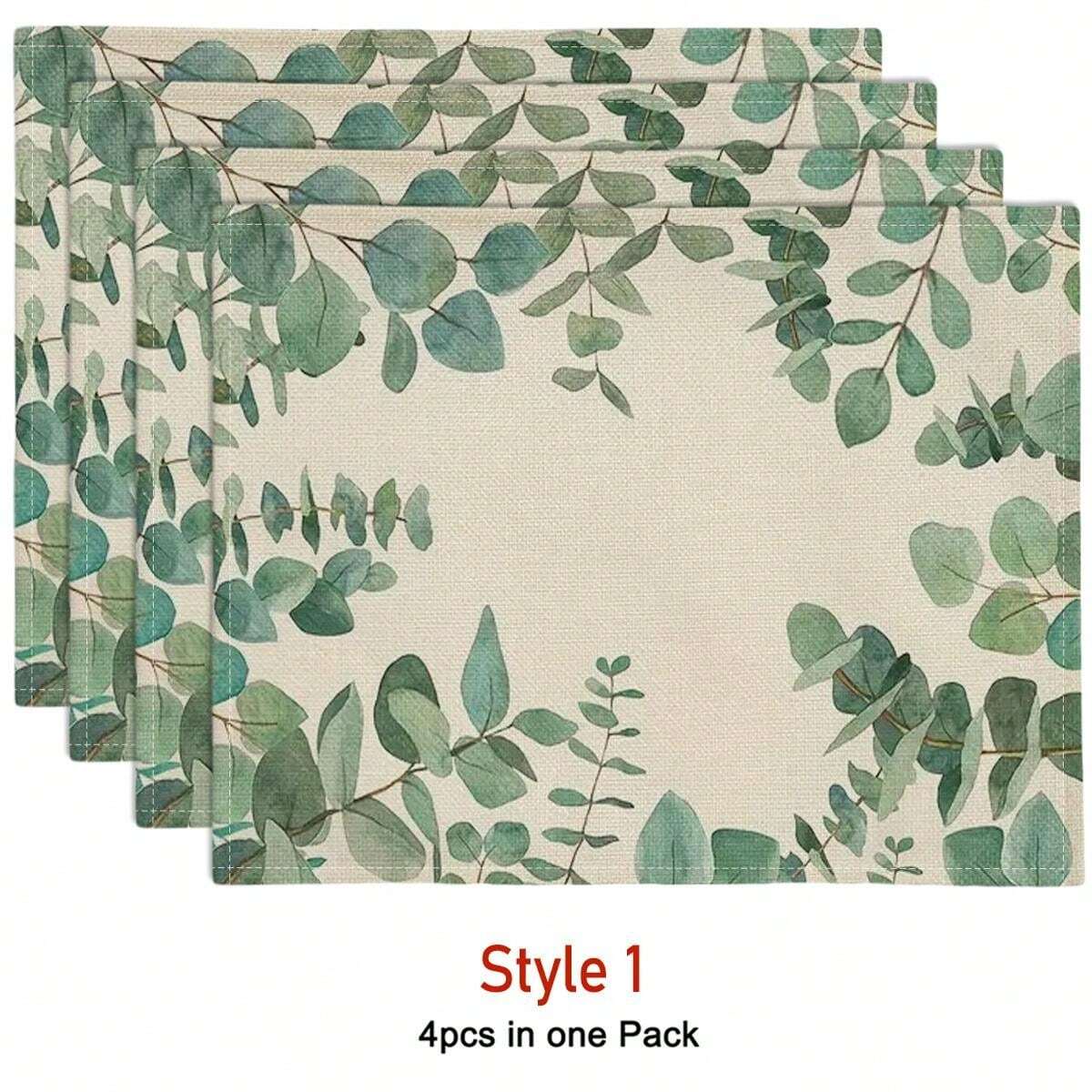 Set di 4 tovagliette lino verde kaki / oro 30x50 Camille | Maisons du Monde