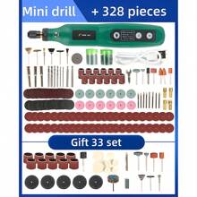 TUNGFULL 1件迷你電動手鑽，配有361個工具部件，5檔速度，帶速度控制木雕和雕刻鑽頭套裝，適用於家庭DIY