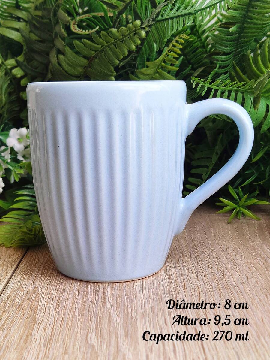 Caneca de Cerâmica Canelada com 9 cm de Altura e Capacidade para 270 ml