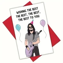 1 张，有趣的生日快乐贺卡，生日用品，生日礼物，送给男士爸爸他兄弟丈夫男朋友最好的朋友，垃圾摇滚音乐生日贺卡，垃圾摇滚音乐贺卡 90 年代摇滚另类，圣诞节 - 紅色 - 查看 4