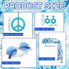 70年代迪斯科女裝，7件套70年代迪斯科派對裙搭配嬉皮服飾配件珠寶 - 彩色 - 查看 4