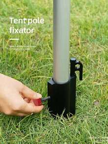 1pc Outdoor Camping Tarp Pole Fixing Tool Tent Accessory Bracket Support Rod Fixed Pipe Rack Fishing Umbrella Adjustment Base - Black - View 3