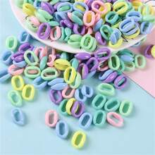 100 piezas de cadena de acrílico en colores surtidos, anillo de salto de plástico, llavero y bolsa, accesorios para joyería DIY, cadena de enlace abierto de arco iris