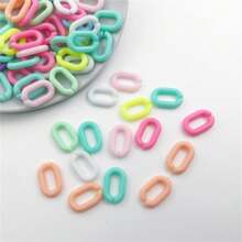 100 piezas de cadena de acrílico en colores surtidos, anillo de salto de plástico, llavero y bolsa, accesorios para joyería DIY, cadena de enlace abierto de arco iris
