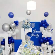 127pcs Royal Blue Silver White Balloons Garland Arch Kit,18 10 5 Inch Different Sizes Pack Party Latex Balloons For Valentine's Day Birthday Holiday Party Decorations,Christmas