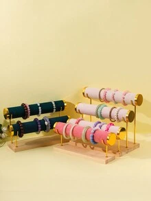 1入組可拆式手鐲展示架，雙層創意戒指手錶手環頭飾珠寶收納展示架支架 - 米色 - 查看 1