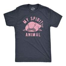 Mens My Spirit Animal T Shirt Funny Ugly Blobfish Joke Tee For Guys Mens Funny T Shirts Cool Vintage Fashion T-Shirt Gift Classic Menswear