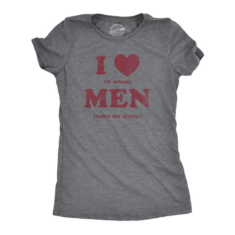 Womens I Heart It When Men Leave Me Alone T Shirt Funny Sarcastic Tee For Ladies Funny Womens T Shirts Cute Vintage Fashion Casual Ladies T-Shirt Gift - 深希瑟灰色 - 查看 1