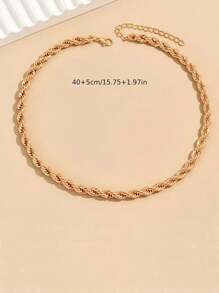 1pc Fashionable Exaggerated Rope Chain Braided Necklace, Suitable For Daily Wear - Gold - View 2