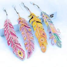 Set de 6 Marcadores de páginas de pintura de diamantes, Marruecos de Plumas DIY con Colgante de Cristal, adecuado para hogar, oficina y escuela, Pintura de 5D Diamond, ideal para principiantes, artesanías de Navidad.