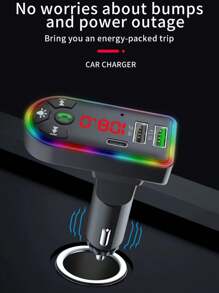 Lecteur MP3 de voiture Bluetooth F7, récepteur Bluetooth, chargeur de voiture avec double USB, éclairage d'ambiance