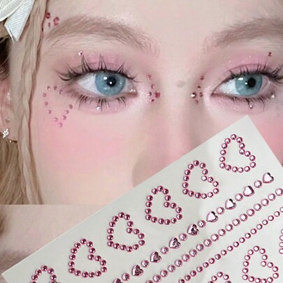 Heart-Shaped Diamond Stickers, Acrylic Diamond Stickers, Face Jewel Stickers, Stage Makeup Shiny Tear Stickers, Face Rhinestone Makeup Stickers - Self-Adhesive Heart-Shaped Rhinestone Stickers For Face Crafts, Ideal For Wedding, Valentine's Day Decoration, Girlfriend Gifts, Birthday Gifts, Perfect Gifts For Loved Ones, Suitable For Halloween