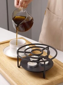 1pc Iron Teapot Warmer Stand, Tea Heating Base For Outdoor Portable Tea Light Holder - Black - View 6