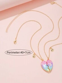 2 Packs Heart Unicorn Glitter Pendant Best Friend Girl BFF Necklace Of 2 For Kids Children Friendship Jewelry Gifts - Multicolor - View 2