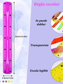 4 Flexible School Rulers 30cm - Multicolor - View 2